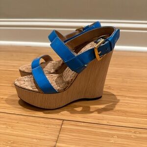 Dolce & Gabbana Blue Slingback Platform Sandals Patent Leather EU 36 / US